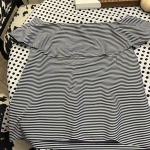 Navy and white striped off the shoulder top